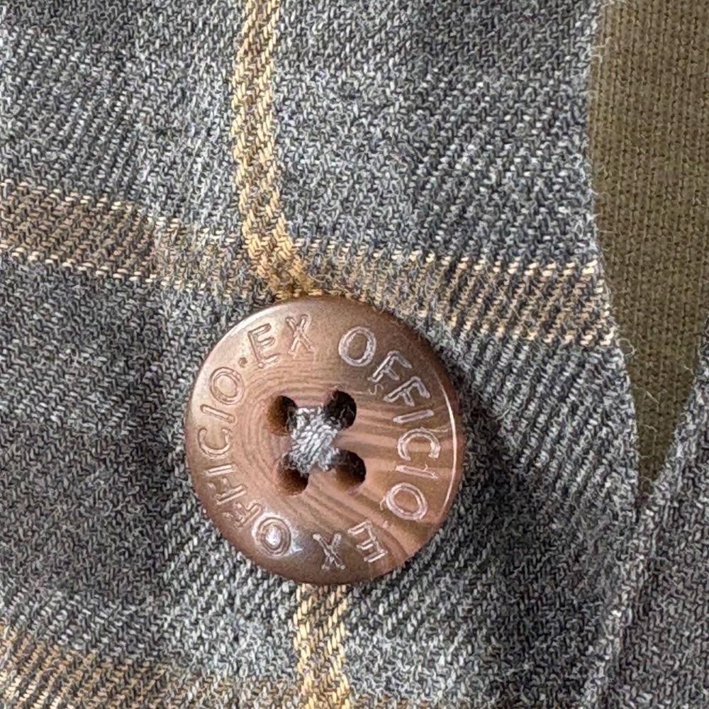 ExOfficio‎ Travel Mens L Gray Plaid Long Sleeve Button Down Utility Shirt Pocket - Picture 5 of 7